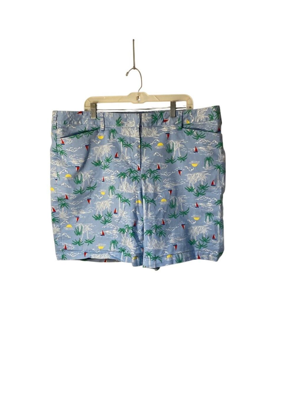 Lands end women’s plus size nautical, print Bermuda shorts blue 22